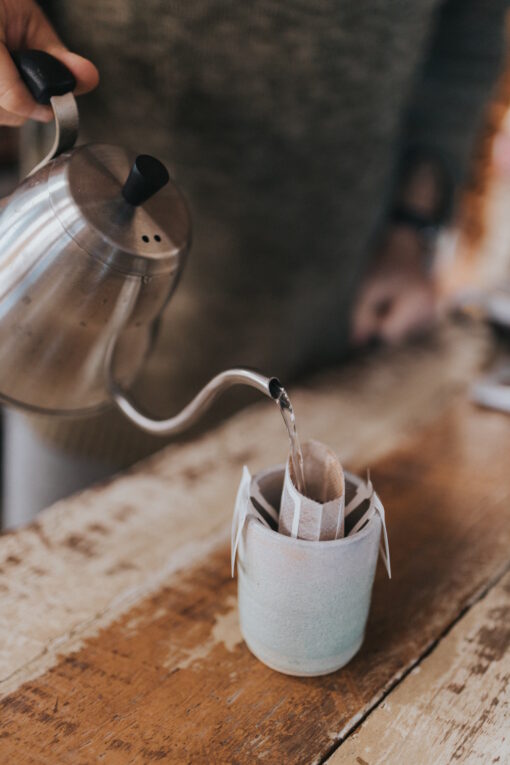 drip coffee bag in cup
